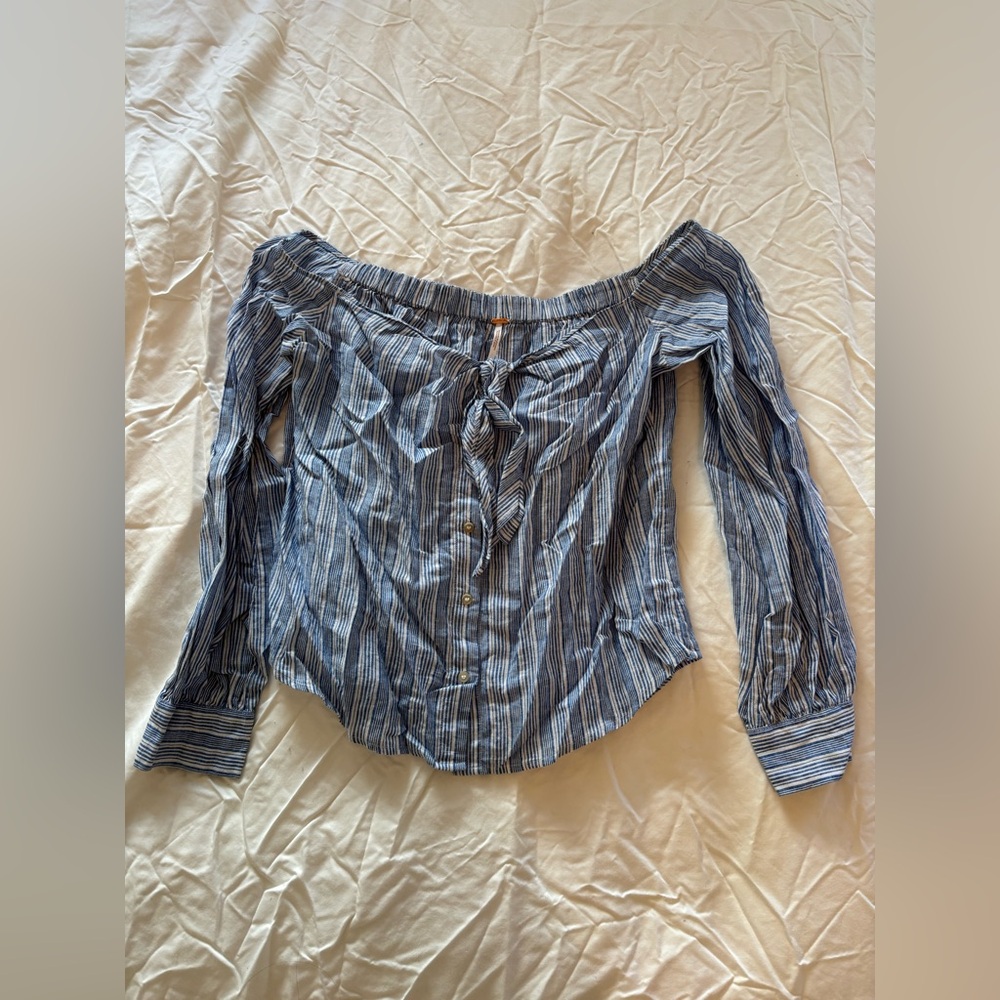 Free People pinstripe off-shoulder blouse